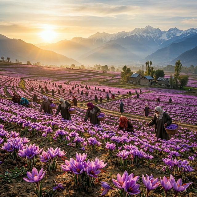 Saffron fields of Pampore, Kashmir